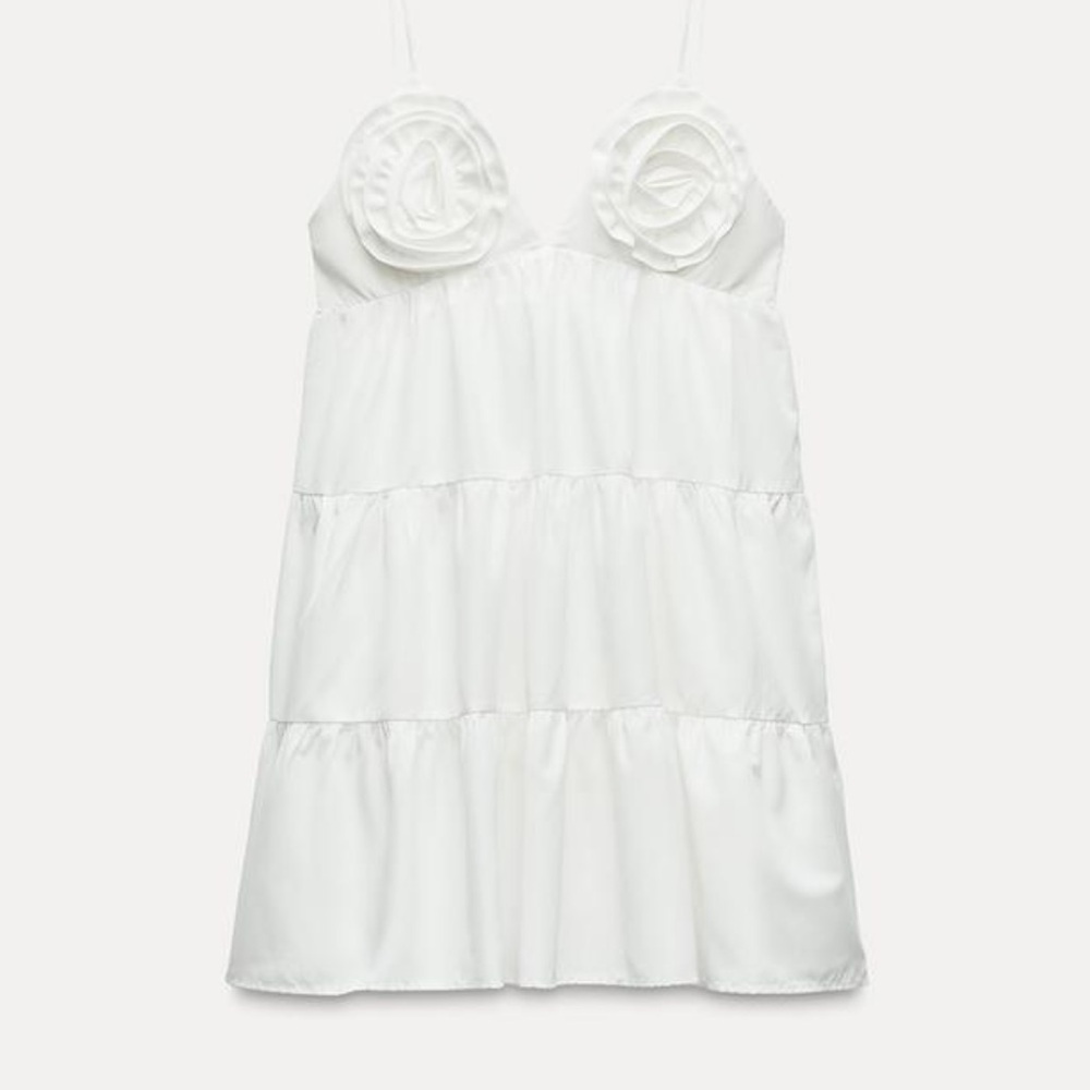 POPLIN DRESS WITH TEXTURED FLOWERS - Picture 6 of 9